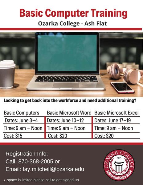 Ozarka College in Ash Flat to host Beginner Computer Skills Course